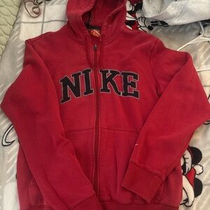 Nike  Red Zip-Up Hoodie